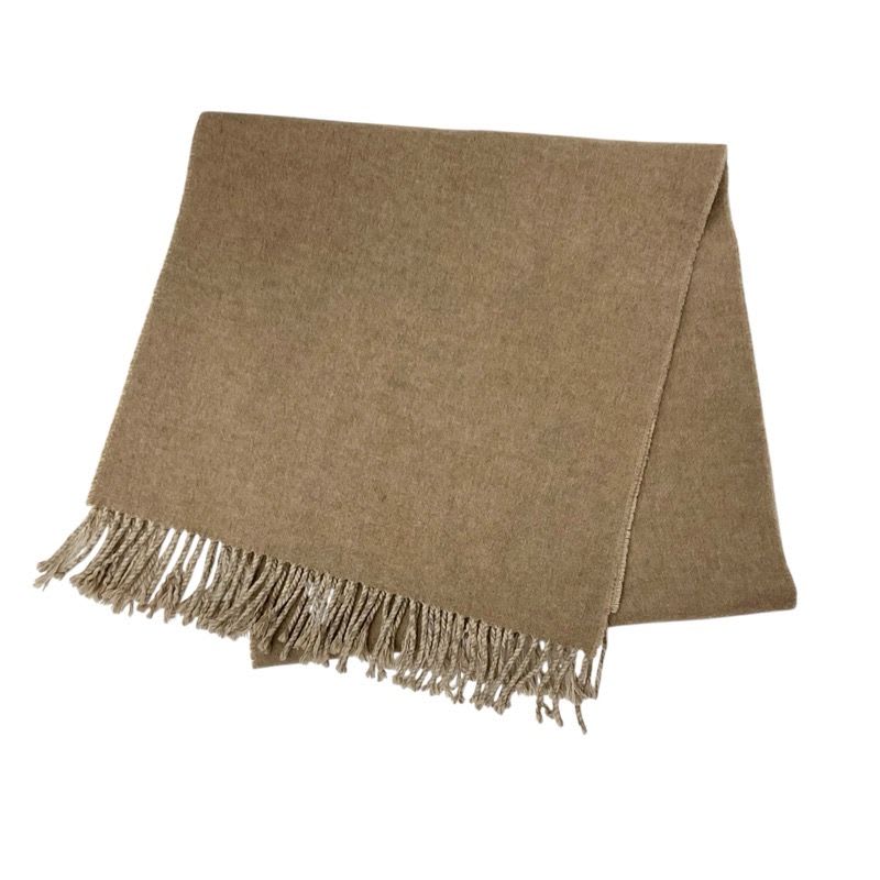 Hermes Recto Verso Cashmere Brown Beige Scarf Shawl Logo — view 2