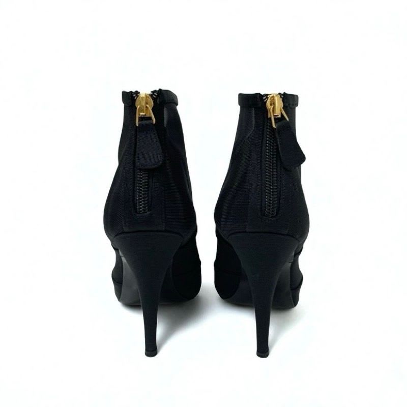 Chanel Boots Short Shoes Mesh Fabric Black Coco Mark — view 5