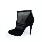 Chanel Boots Short Shoes Mesh Fabric Black Coco Mark — view 3