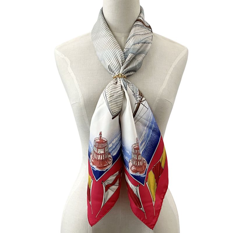 Hermes Scarf Carre 90 Vent Portant Tailwind Silk Red Multicolor — view 2