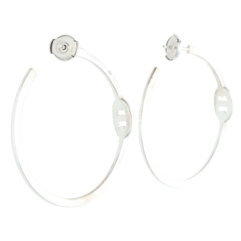 Hermes Anchene Hoop Silver Earrings — view 3