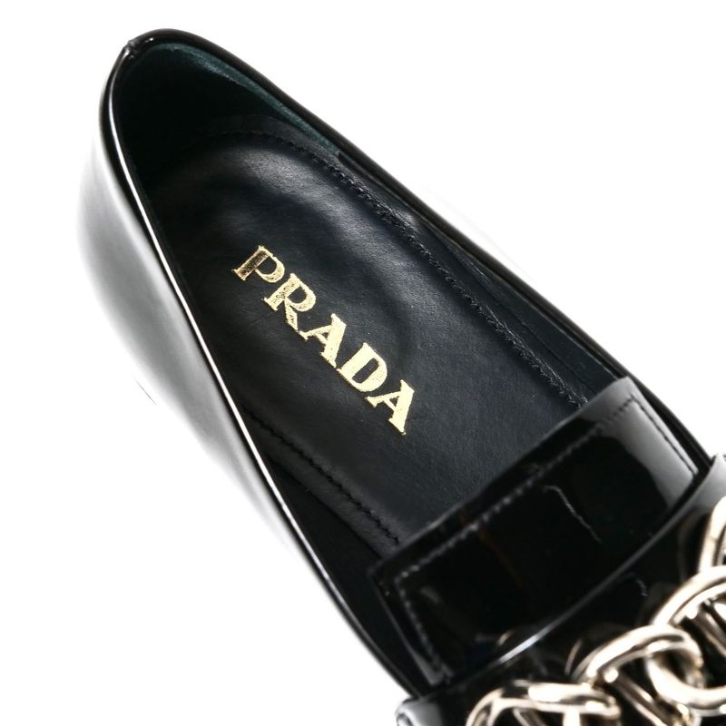 Prada Loafers Size 35 Chain Decoration Patent Leather Shoes — view 6