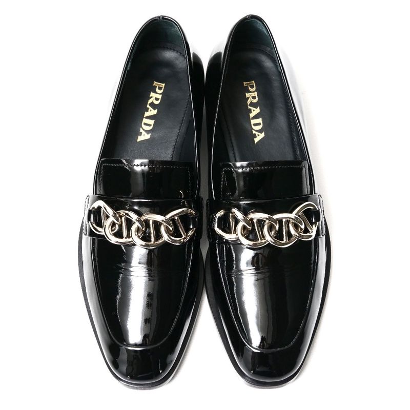 Prada Loafers Size 35 Chain Decoration Patent Leather Shoes — view 5