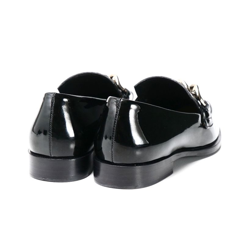 Prada Loafers Size 35 Chain Decoration Patent Leather Shoes — view 3