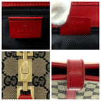 Gucci Jackie Gray Red Gold Hardware GG Canvas 002 1065 Tote — view 4
