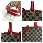 Gucci Jackie Gray Red Gold Hardware GG Canvas 002 1065 Tote — view 5