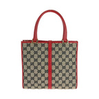 Gucci Jackie Gray Red Gold Hardware GG Canvas 002 1065 Tote — view 2
