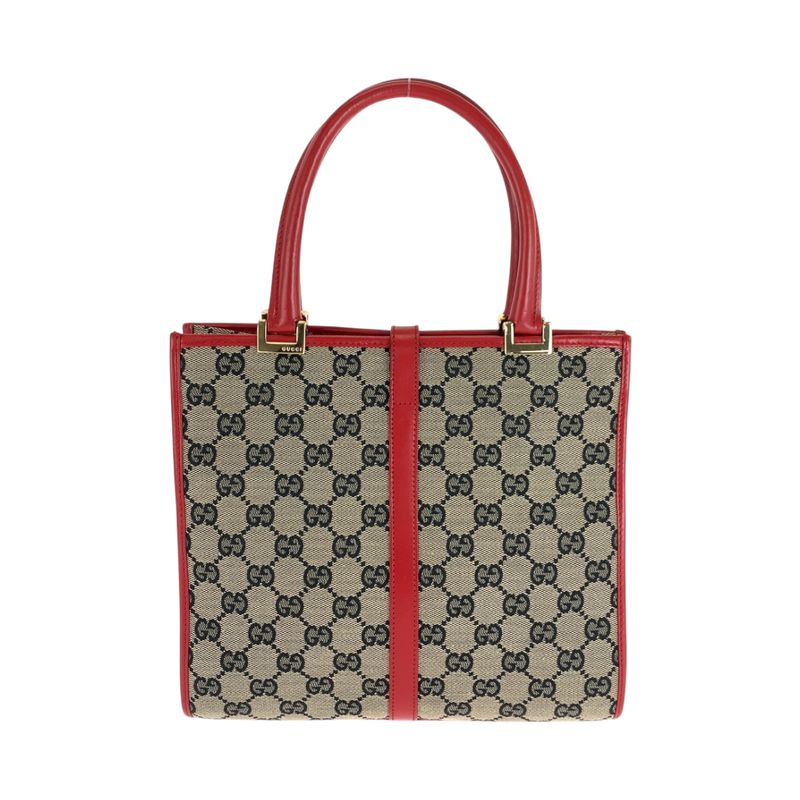 Gucci Jackie Gray Red Gold Hardware GG Canvas 002 1065 Tote — view 2