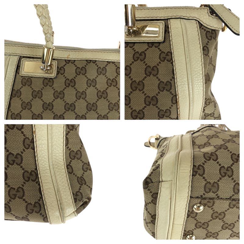 Gucci Bella Beige Ivory Gold Hardware GG Canvas Shoulder Bag Handbag — view 6