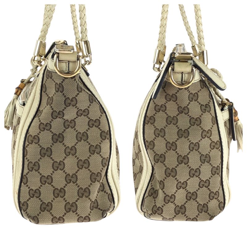 Gucci Bella Beige Ivory Gold Hardware GG Canvas Shoulder Bag Handbag — view 8