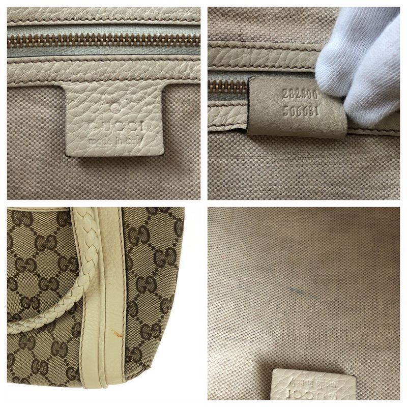 Gucci Bella Beige Ivory Gold Hardware GG Canvas Shoulder Bag Handbag — view 4