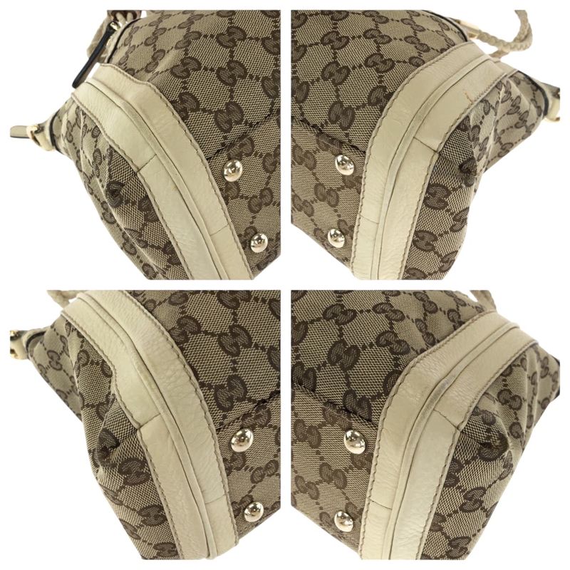 Gucci Bella Beige Ivory Gold Hardware GG Canvas Shoulder Bag Handbag — view 3
