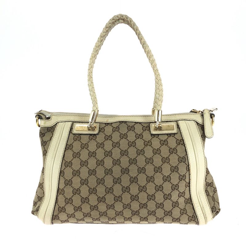 Gucci Bella Beige Ivory Gold Hardware GG Canvas Shoulder Bag Handbag — view 2