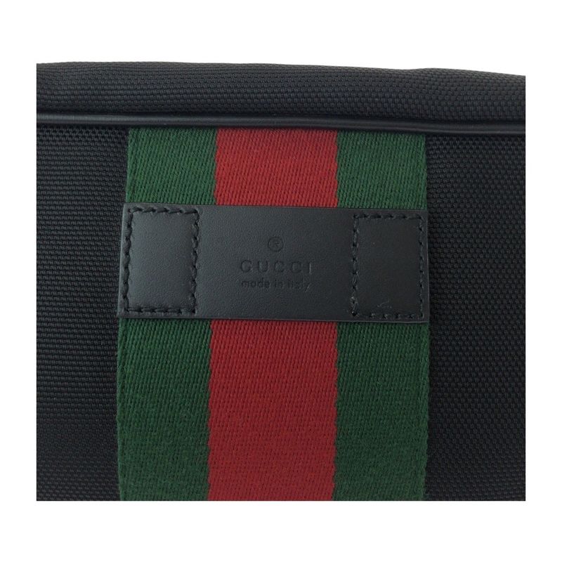 Gucci Sherry Line Black Silver Hardware Canvas Leather Second Bag Pouch — view 5