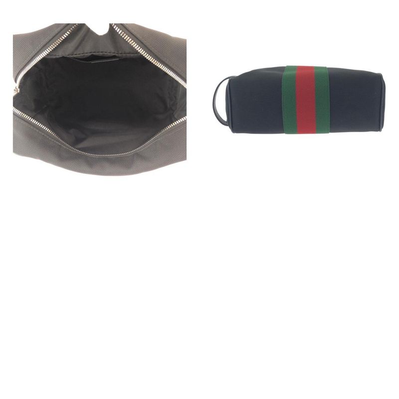 Gucci Sherry Line Black Silver Hardware Canvas Leather Second Bag Pouch — view 9