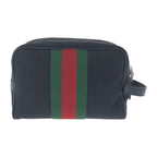 Gucci Sherry Line Black Silver Hardware Canvas Leather Second Bag Pouch — view 2