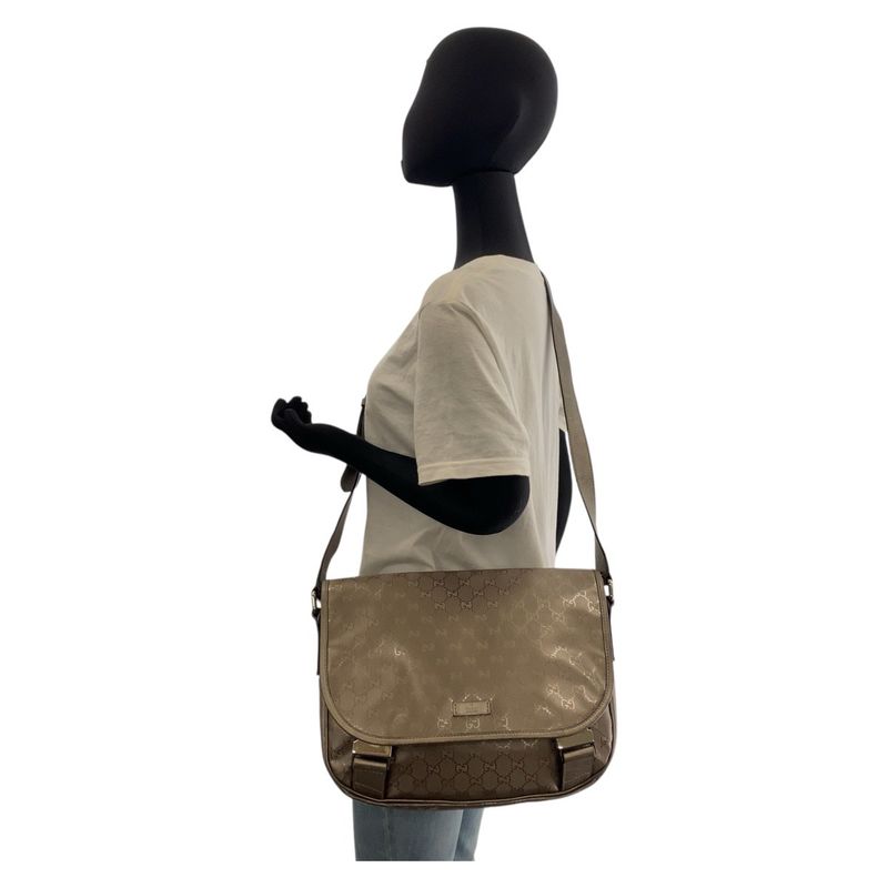 Gucci GG Imprime Metallic Brown Silver Hardware Shoulder Bag — view 5