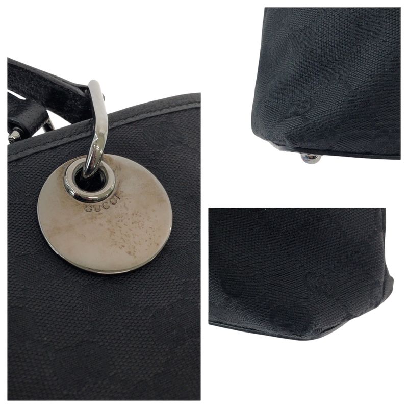 Gucci Black Silver Hardware GG Canvas Tote Bag — view 6