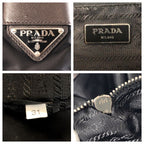 Prada Tessuto Triangle Logo Plate Black Silver Hardware Shoulder Bag Messenger — view 4