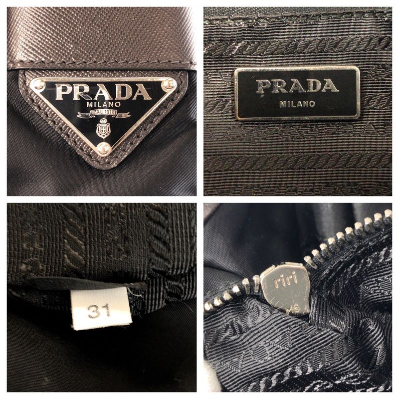 Prada Tessuto Triangle Logo Plate Black Silver Hardware Shoulder Bag Messenger — view 4