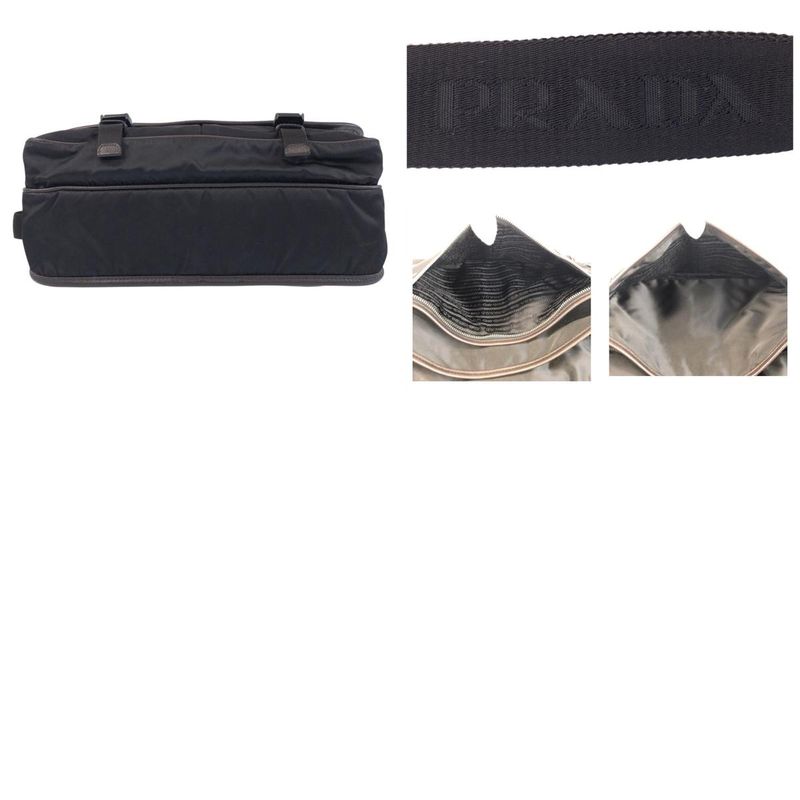Prada Tessuto Triangle Logo Plate Black Silver Hardware Shoulder Bag Messenger — view 9