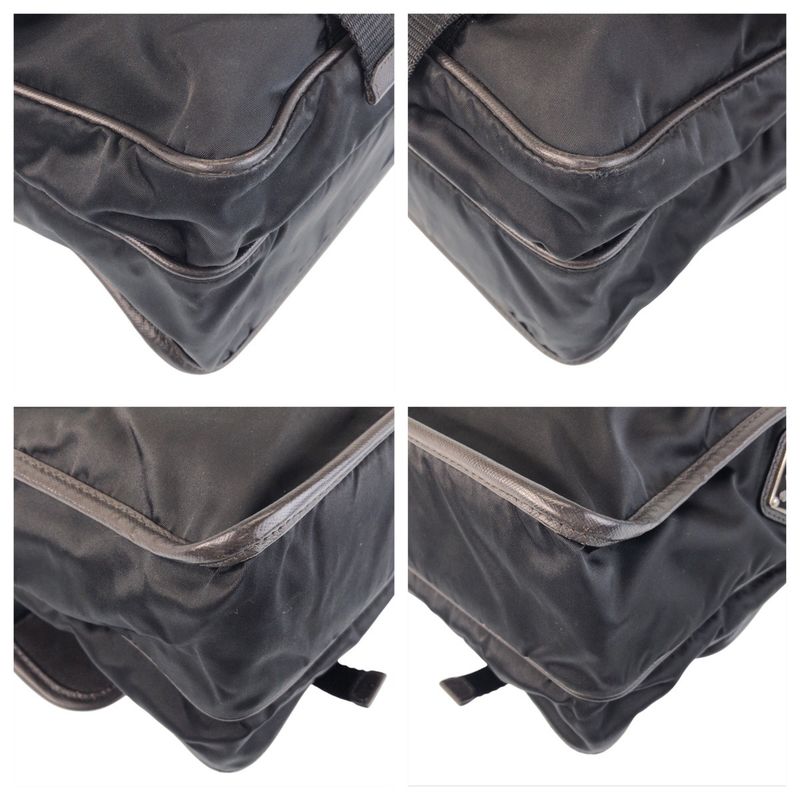 Prada Tessuto Triangle Logo Plate Black Silver Hardware Shoulder Bag Messenger — view 3