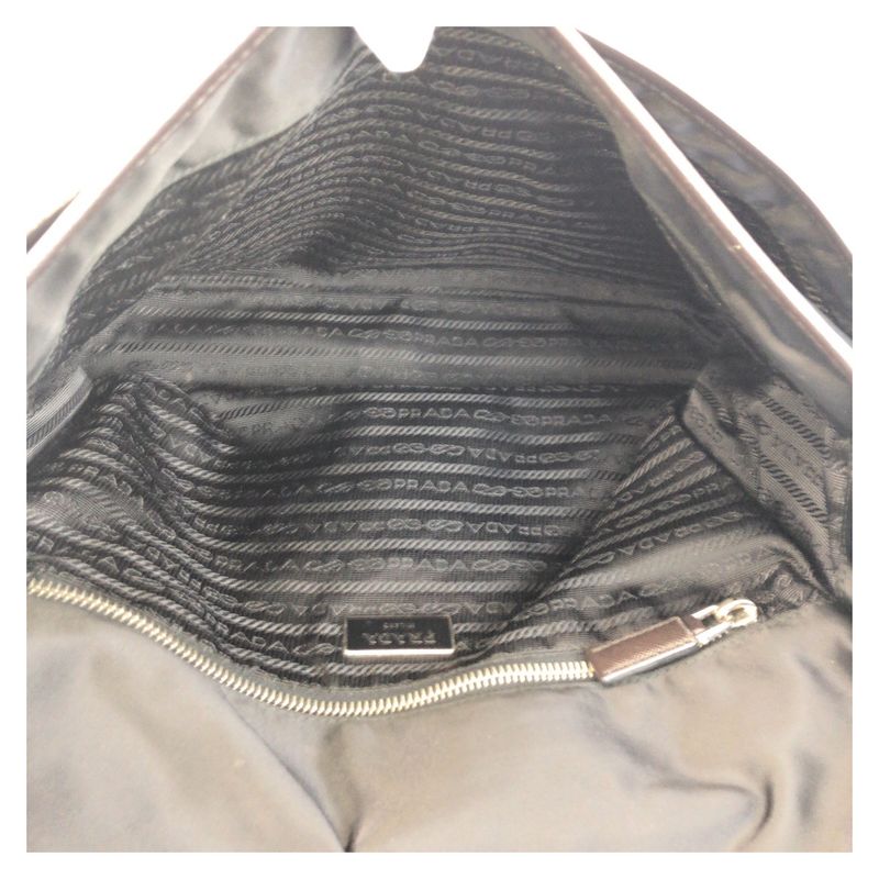 Prada Tessuto Triangle Logo Plate Black Silver Hardware Shoulder Bag Messenger — view 8