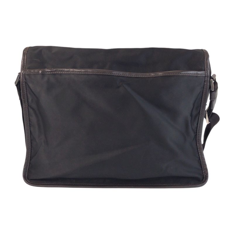 Prada Tessuto Triangle Logo Plate Black Silver Hardware Shoulder Bag Messenger — view 2