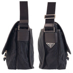 Prada Tessuto Triangle Logo Plate Black Silver Hardware Shoulder Bag Messenger — view 7