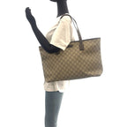 Gucci Beige Brown GG Supreme Canvas Leather Tote Bag — view 6