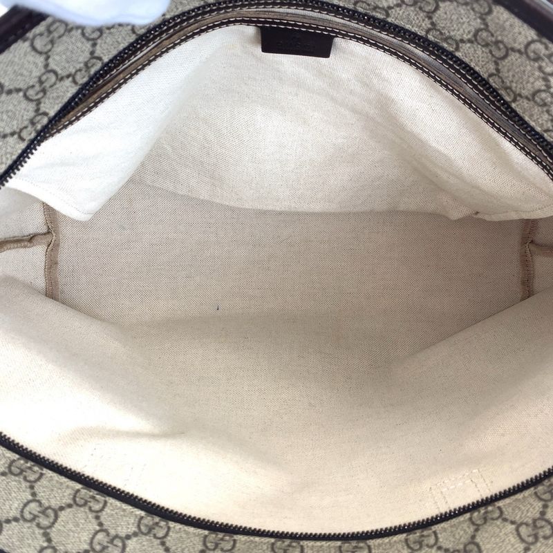 Gucci Beige Brown GG Supreme Canvas Leather Tote Bag — view 8