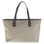 Gucci Beige Brown GG Supreme Canvas Leather Tote Bag — view 2