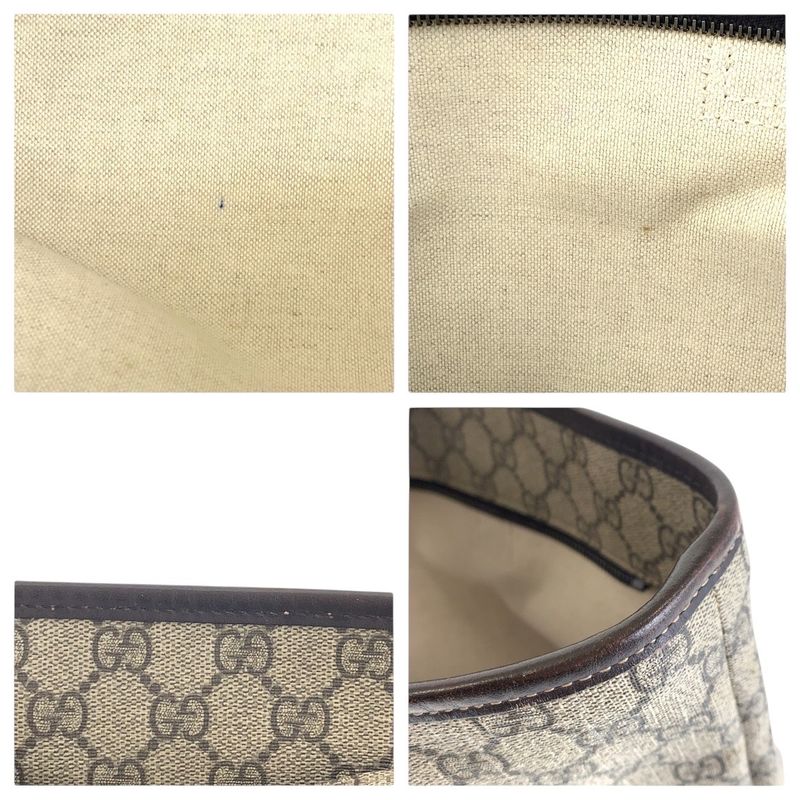 Gucci Beige Brown GG Supreme Canvas Leather Tote Bag — view 5