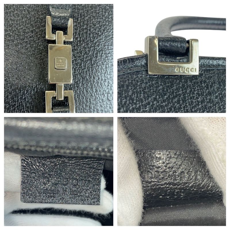 Gucci Jackie Black Silver Hardware Leather 002 1071 Tote Handbag — view 4