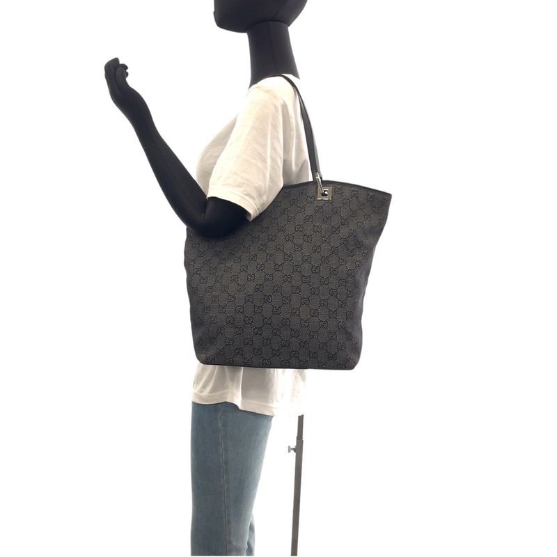 Gucci Black GG Canvas Leather 31243 Tote Bag — view 6