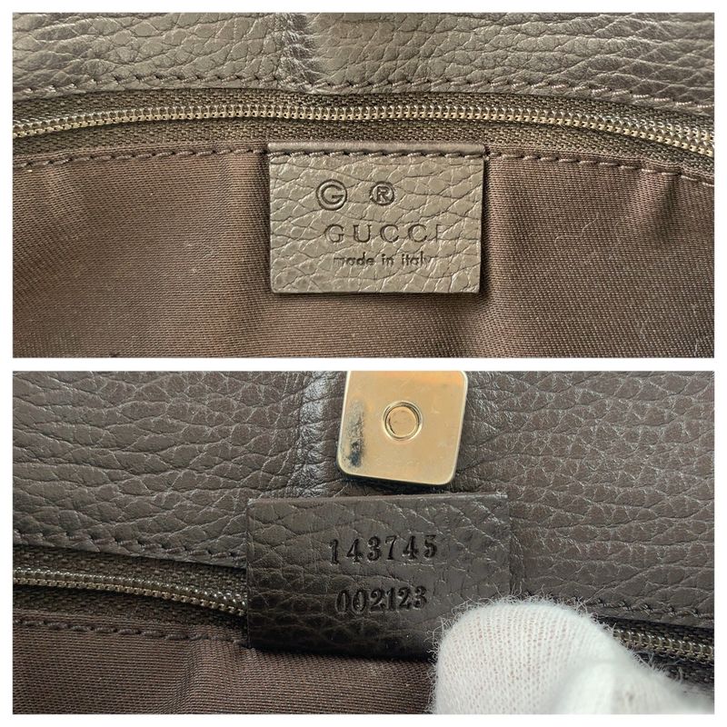 Gucci Dark Brown Silver Hardware GG Canvas Leather Shoulder Bag — view 4