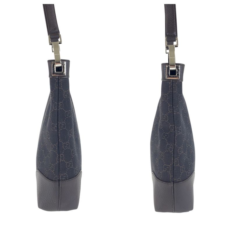 Gucci Dark Brown Silver Hardware GG Canvas Leather Shoulder Bag — view 8