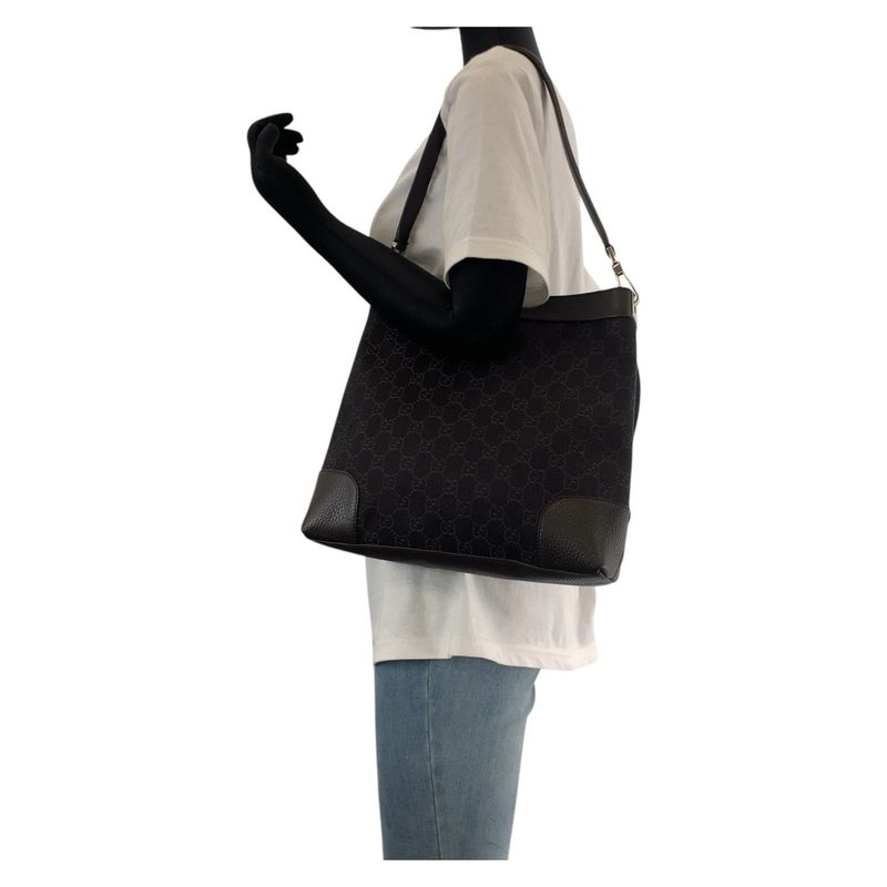 Gucci Dark Brown Silver Hardware GG Canvas Leather Shoulder Bag — view 7