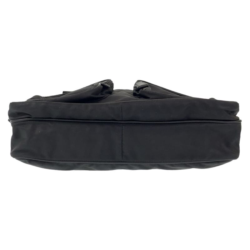 Prada Tessuto Triangle Logo Black Silver Hardware Nylon Shoulder Bag — view 9