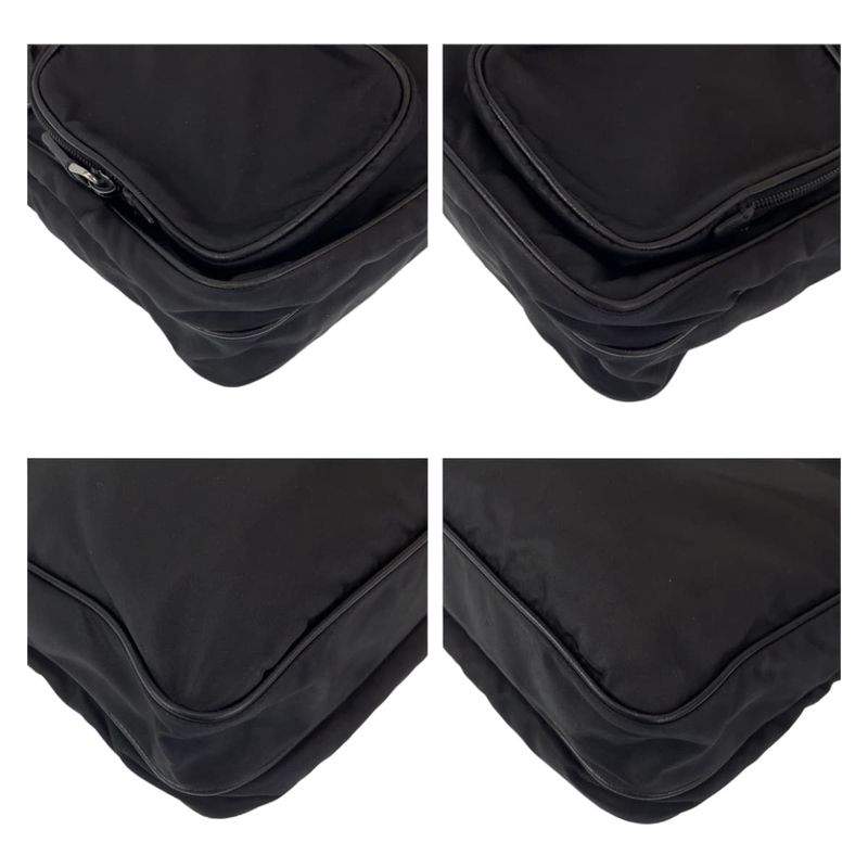 Prada Tessuto Triangle Logo Black Silver Hardware Nylon Shoulder Bag — view 3