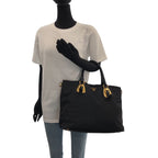 Prada Tessuto Logo Black Gold Hardware Nylon Bn1902 Tote Bag — view 7
