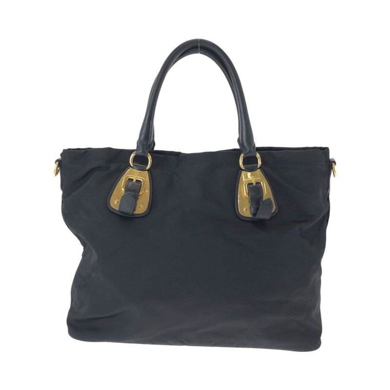 Prada Tessuto Logo Black Gold Hardware Nylon Bn1902 Tote Bag — view 2
