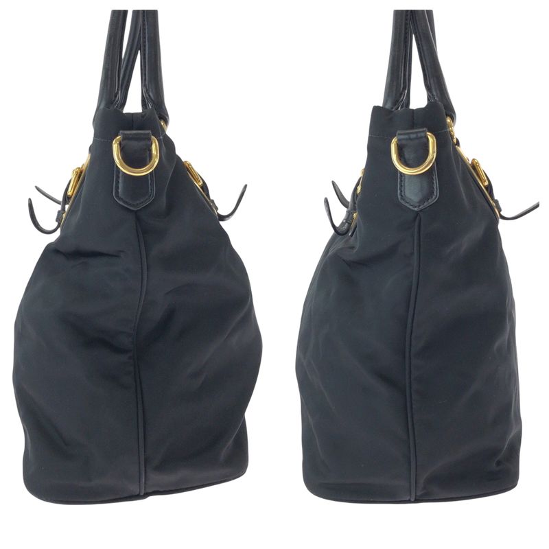 Prada Tessuto Logo Black Gold Hardware Nylon Bn1902 Tote Bag — view 8