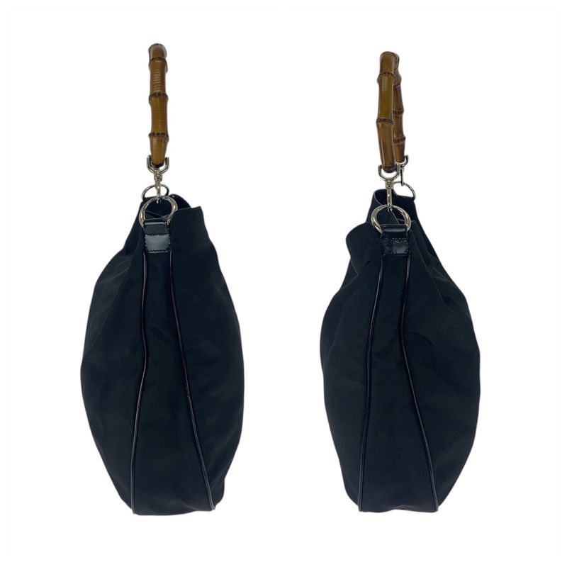 Gucci Bamboo Black Silver Hardware Canvas 001.1998.1577 Shoulder Bag Handbag — view 8