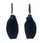 Gucci Bamboo Black Silver Hardware Canvas 001.1998.1577 Shoulder Bag Handbag — view 8