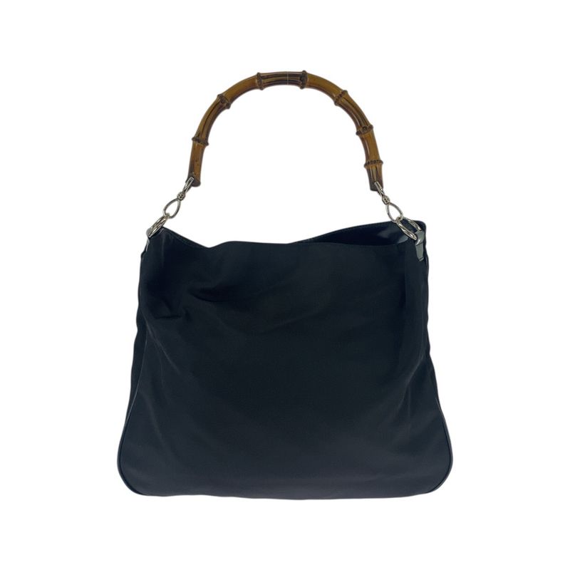 Gucci Bamboo Black Silver Hardware Canvas 001.1998.1577 Shoulder Bag Handbag — view 2