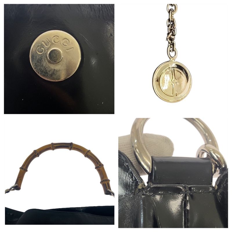 Gucci Bamboo Black Silver Hardware Canvas 001.1998.1577 Shoulder Bag Handbag — view 5