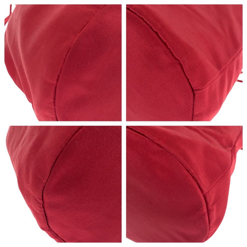 Prada Logo Embroidery Red Gold Hardware Satin Shoulder Bag Pouch Drawstring — view 5