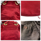 Prada Logo Embroidery Red Gold Hardware Satin Shoulder Bag Pouch Drawstring — view 7