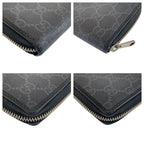 Gucci Interlocking Black GG Supreme Canvas Leather Long Wallet — view 3